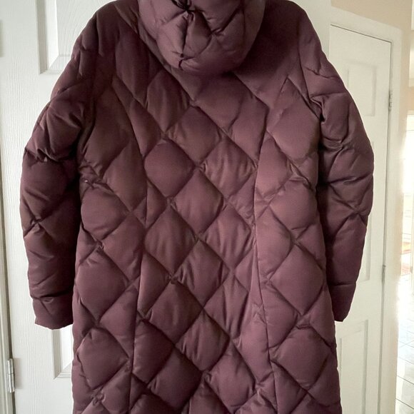 goose down parka coat knee length womens Lg plum wine lightweight 650 fill power - Picture 4 of 15